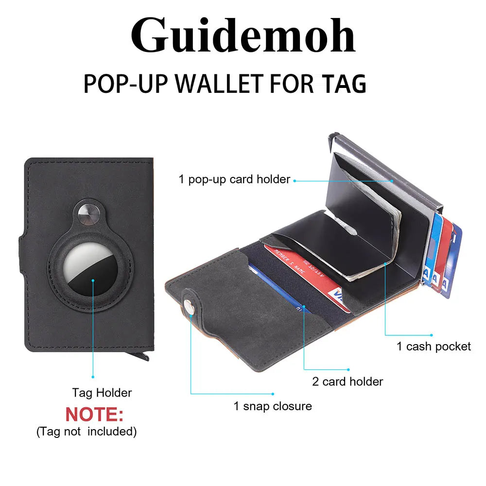 Slim Minimalist RFID Smart Wallet with Airtag, compatible with all phone brands